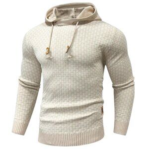 Zaitun Men’s Hooded Sweatshirt | Long Sleeve Solid Knitted Pullover Sweater
